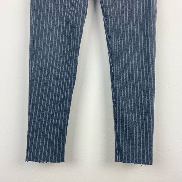 Betabrand Slim Straight Pullover Pinstripe Pants - Gray & White - Picture 5 of 8
